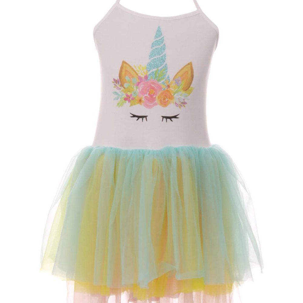 Little Toddler Girls Kids Unicorn halter top dress tulle Skirt Set Outfit Tutu
